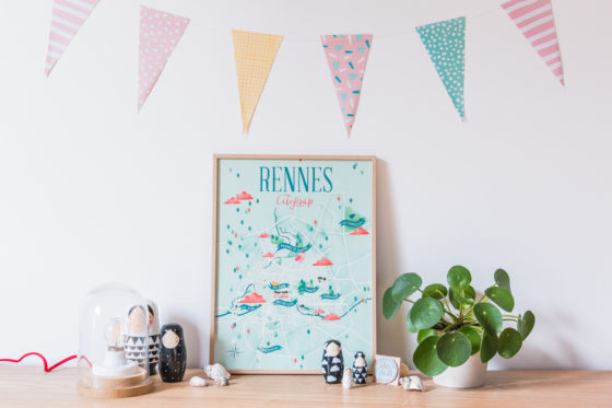 Carte illustrée Rennes A3